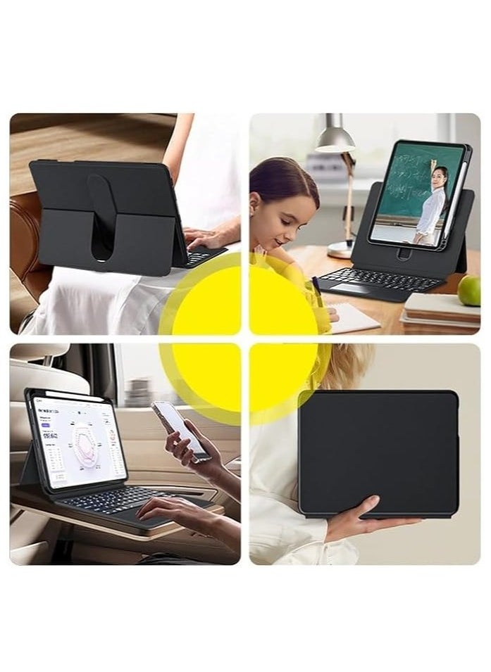 General - 360° Rotation Sliding Lifting iPad 10.2/10.5/10.9/11 Universal Keyboard Case Backlit Touchpad Transparent Case Adjustable Angle Magnet Detachable - Image 1