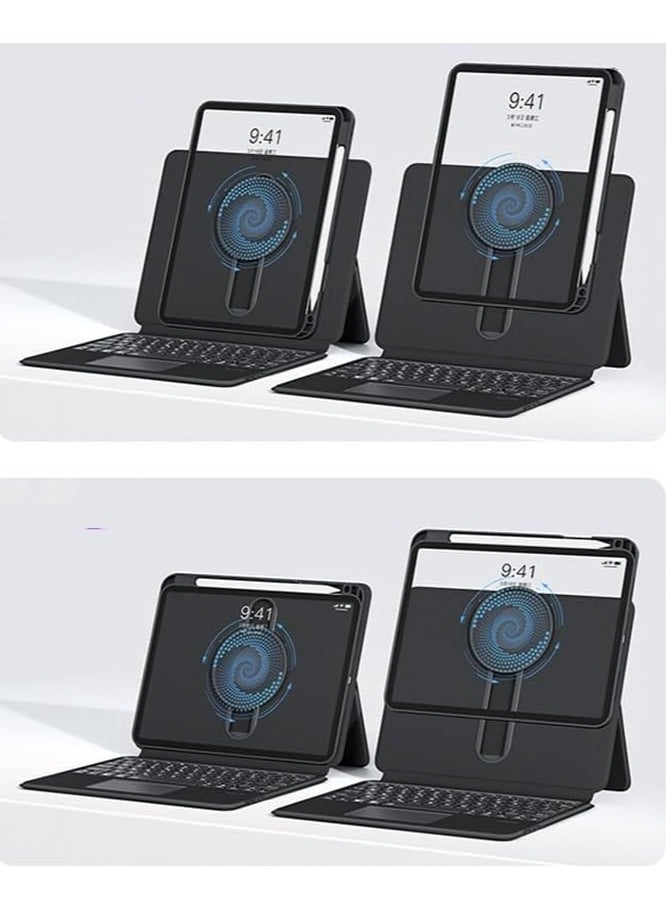 General - 360° Rotation Sliding Lifting iPad 10.2/10.5/10.9/11 Universal Keyboard Case Backlit Touchpad Transparent Case Adjustable Angle Magnet Detachable - Image 1