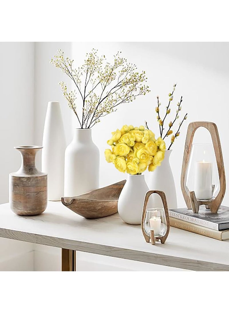 Excefore Artificial Ranunculus 2 Bouquets Artificial Flowers 12PCS Faux Ranunculus Flowers for Vase Filler Bouquet Wedding Decor Bridal Shower Floral Filler Flowers Centerpieces (Yellow) - Image 2