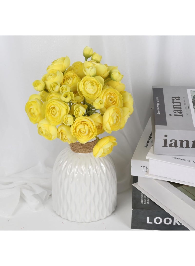 Excefore Artificial Ranunculus 2 Bouquets Artificial Flowers 12PCS Faux Ranunculus Flowers for Vase Filler Bouquet Wedding Decor Bridal Shower Floral Filler Flowers Centerpieces (Yellow) - Image 3
