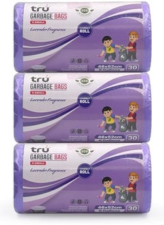 Tru tru Lavender Scented Garbage Bags Compact Roll 46x52cm - Pack of 3 