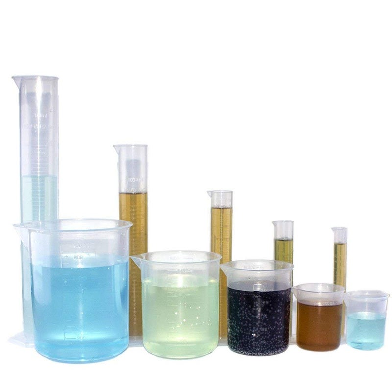 SPYLX Plastic Lab Equipment Kit Including 102550100250ml Measuring Cylinders 501002505001000ml Measuring Beakers One Piece of Small Cleaning Brush and 5pcs of Plastic Droppers - Image 4