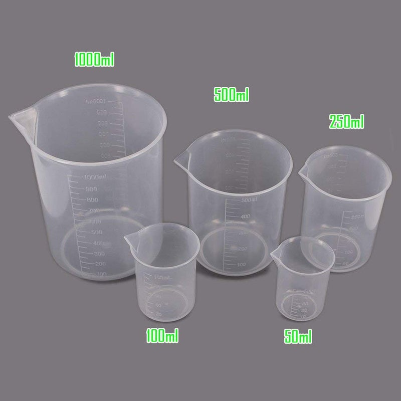 SPYLX Plastic Lab Equipment Kit Including 102550100250ml Measuring Cylinders 501002505001000ml Measuring Beakers One Piece of Small Cleaning Brush and 5pcs of Plastic Droppers - Image 5