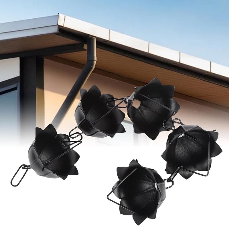 سلسلة مطر من سبائك الألومنيوم 3 أقدام سوداء زخرفية لمزراب المطر سهلة التركيب - Image 4