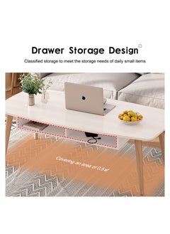 Occuwzz Coffee Table Sofa Table Open Storage Wooden Coffee Table with Drawers Modern Coffee Table Living Room Sofa Side Table  - Image 2
