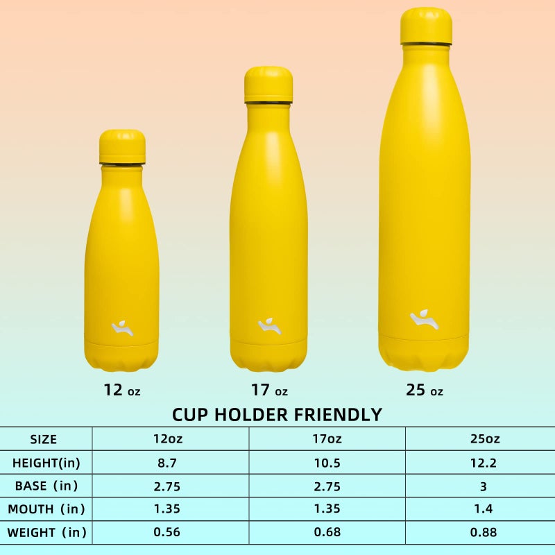 Konokyo Insulated Water Bottles,25 oz Double Wall Stainless Steel Vacumm Metal Flask for Sports Travel,Yellow - Image 4