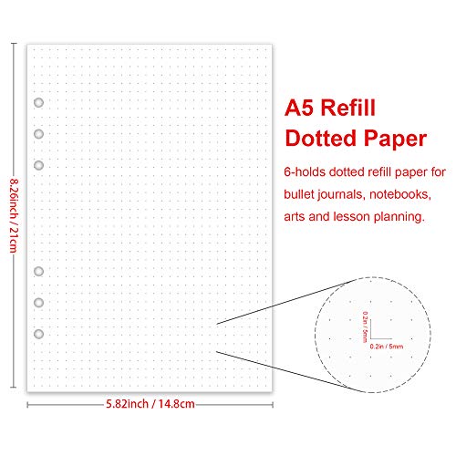 Getvow A5 Dot Grid Refill Paper, 6 Hold Punched, 100gsm White Paper… - Image 2