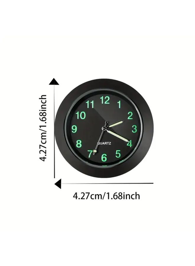 1pc Mini Silver Round Car Clock Dashboard Decorative Night Light Battery Powered Analog Clock With Luminous Hands For All Vehicles Interior Accessory - Image 3