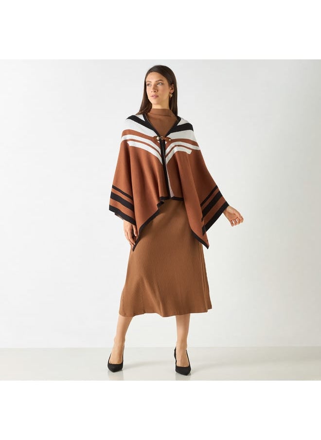 Iconic Iconic Textured Reversable Asymmetric Poncho  - Image 2