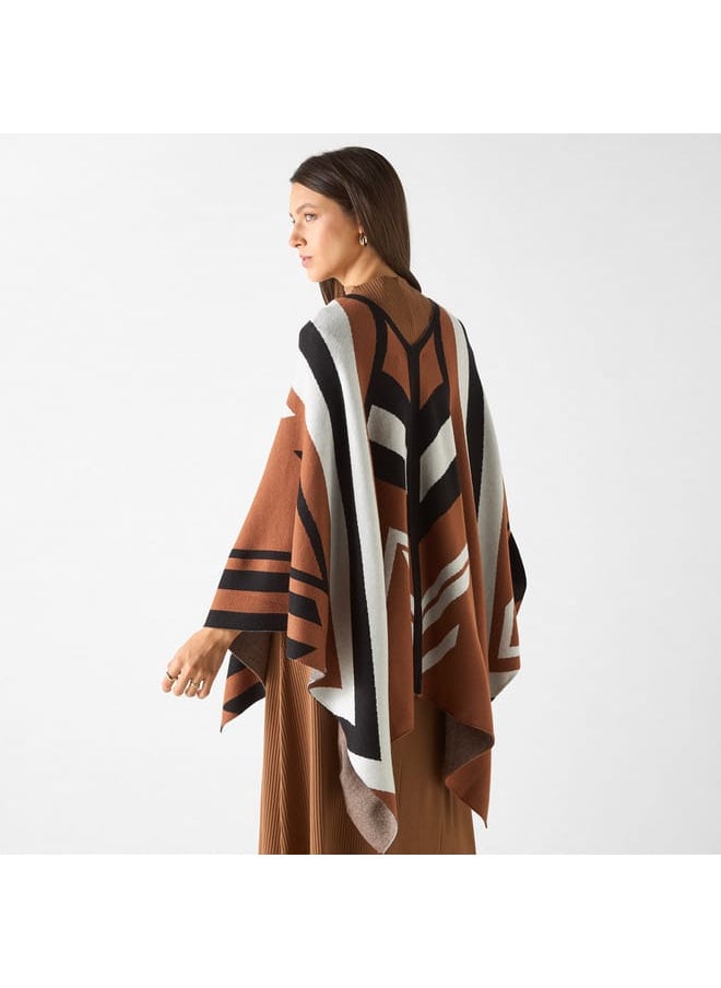 Iconic Iconic Textured Reversable Asymmetric Poncho  - Image 3