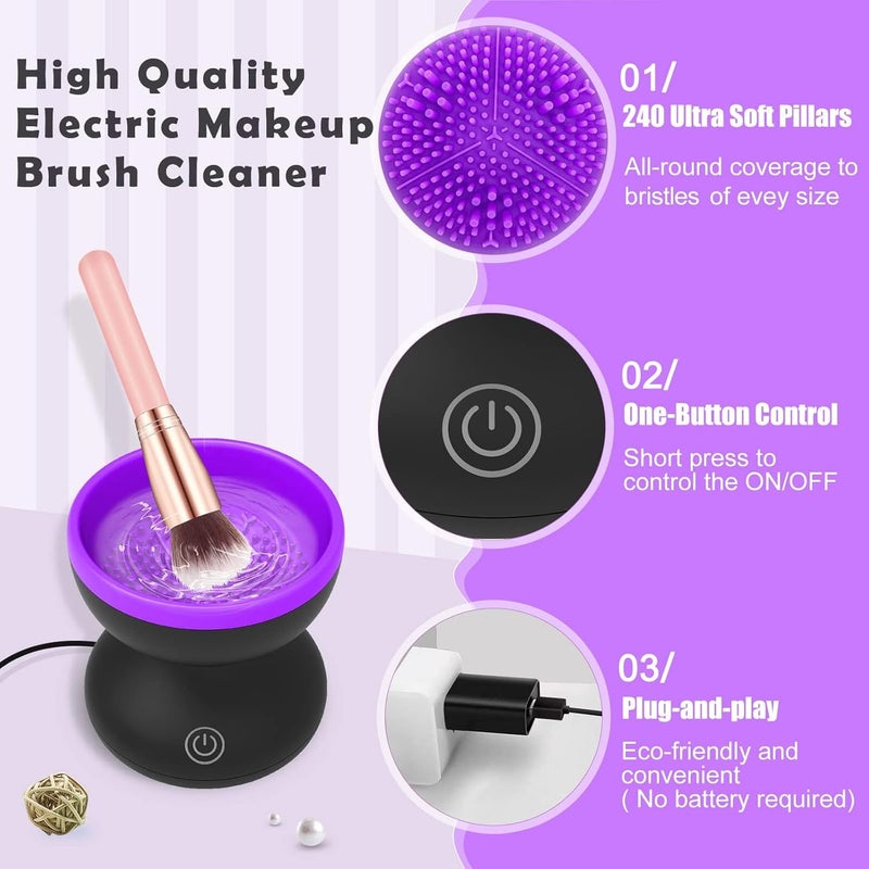 HVG TRADERS Electric Makeup Brush Cleaner and Dryer Set USB Charging Convenient Silicone Make up Brushes Cleaner Devices Brushes Clean Machine MEKEUP BRSH CLEANER ELECTRIC MAKEUP BRUSH CLEANER - Image 5