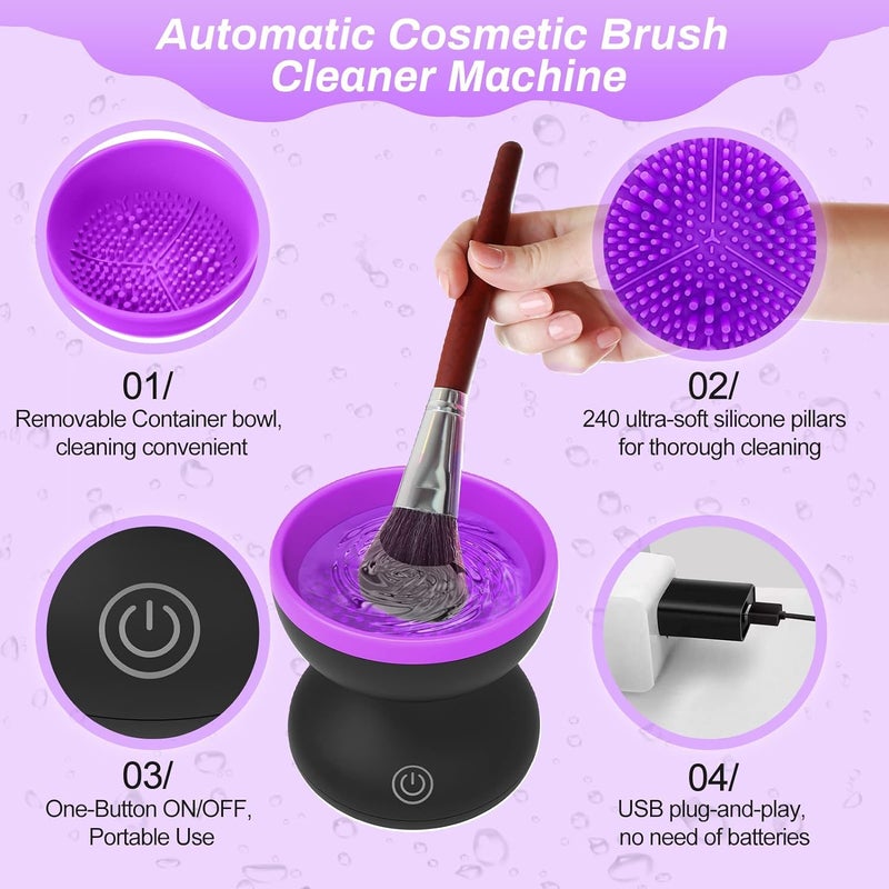 HVG TRADERS Electric Makeup Brush Cleaner and Dryer Set USB Charging Convenient Silicone Make up Brushes Cleaner Devices Brushes Clean Machine MEKEUP BRSH CLEANER ELECTRIC MAKEUP BRUSH CLEANER - Image 4