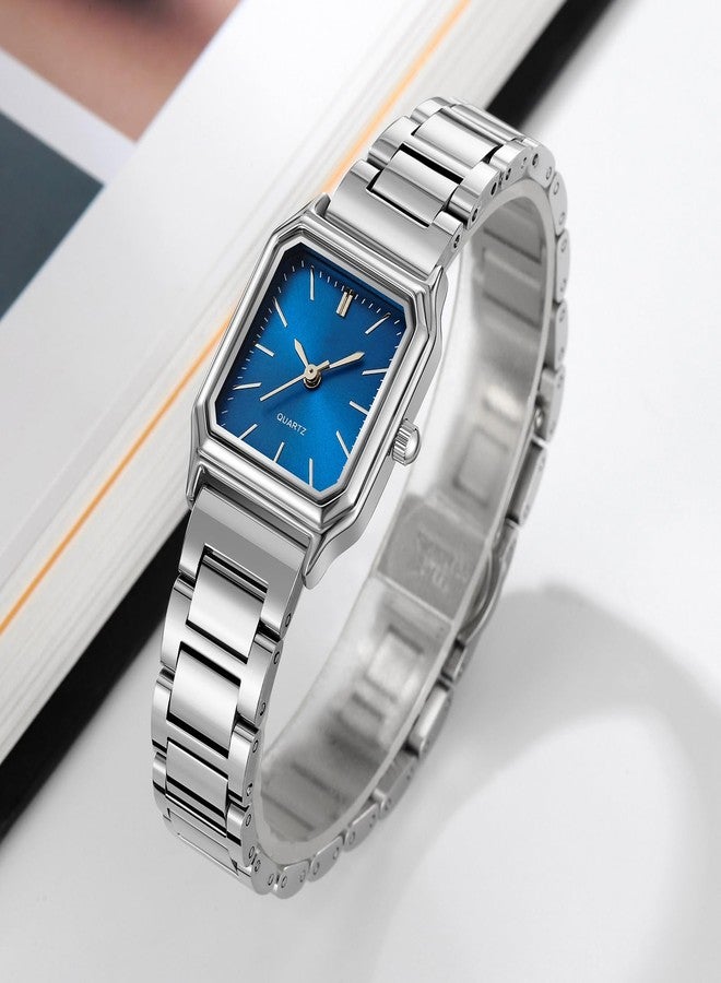 TOOCAT Steel Strap Women's Watch, Fashion Simple Ladies Quartz Watch, Waterproof Gold Pointer Ladies Watch (Blue) - Image 4