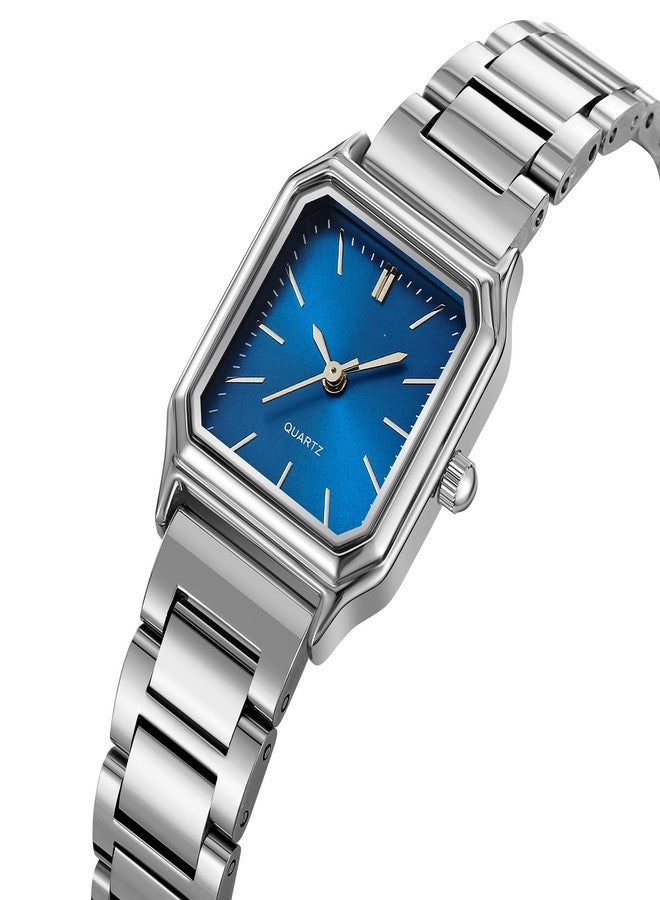 TOOCAT Steel Strap Women's Watch, Fashion Simple Ladies Quartz Watch, Waterproof Gold Pointer Ladies Watch (Blue) - Image 3