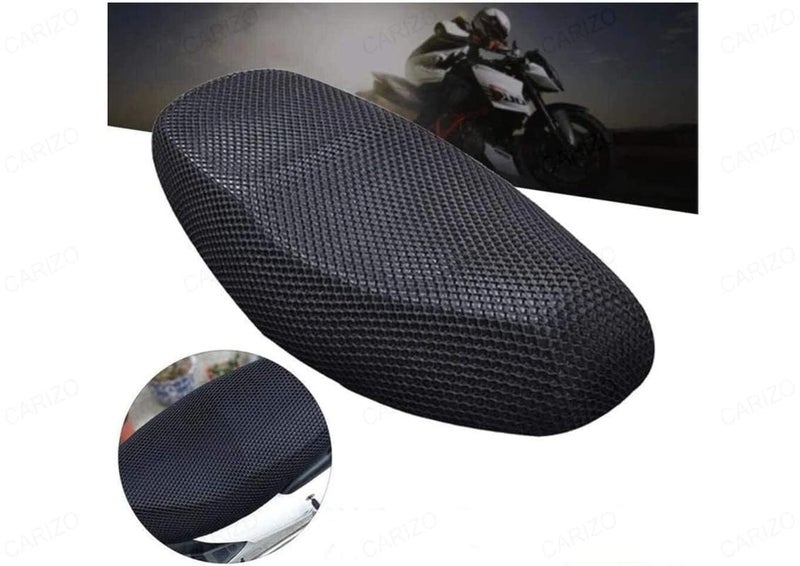 CARIZO Anti-Slip 3D Spacer Mesh Fabric Sweat-Free Waterproof Breathable Seat Cover (Black) Compatible with TVS Jupiter - Image 3