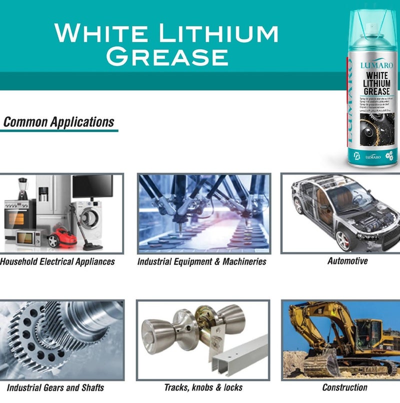 3PCS White Lithium Grease Spray (450ml) Heavy Duty Lubricant for Chains, Bearings, Gears, Hinges, Locks, Sliding Doors, Automotive, Industrial & Household Maintenance Aerosol ERPC-L-4037. - Image 5