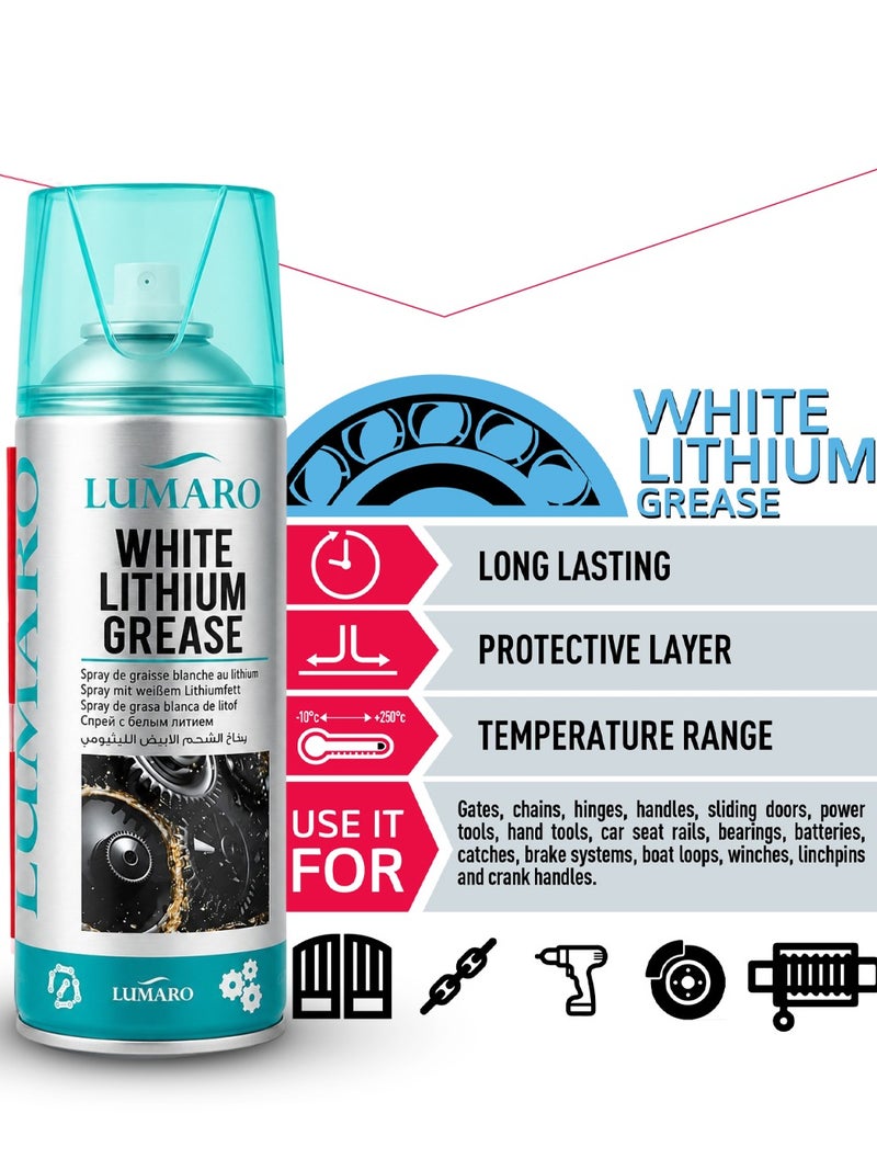 3PCS White Lithium Grease Spray (450ml) Heavy Duty Lubricant for Chains, Bearings, Gears, Hinges, Locks, Sliding Doors, Automotive, Industrial & Household Maintenance Aerosol ERPC-L-4037. - Image 2