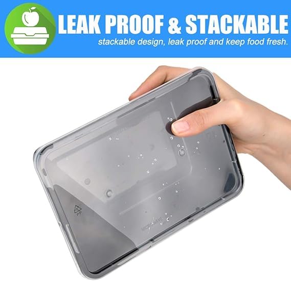 SANWALSA [500 ml, 25 Count, Rectangle, Black Reusable Plastic Food Storage Containers with Lid | Airtight, Microwave Safe Containers | Perfect for Meal Prep, Storage, Takeaway & Food Delivery - Image 4