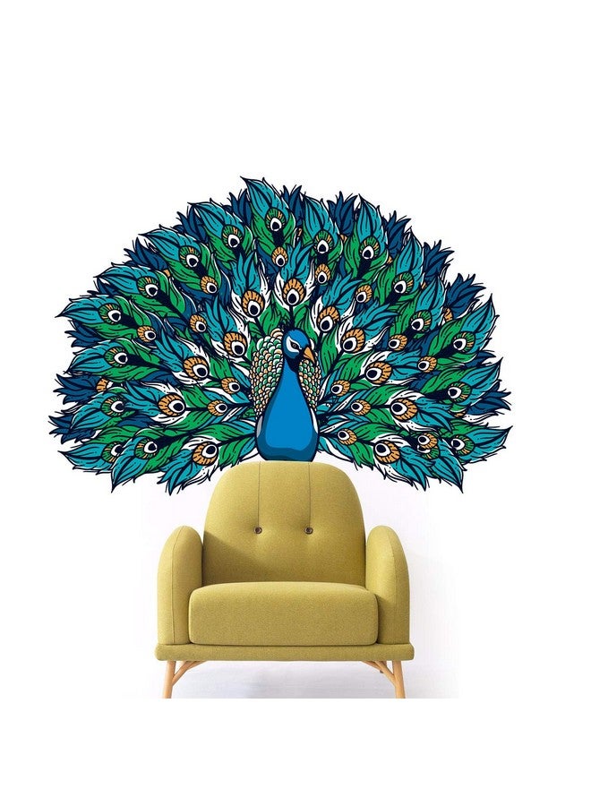 عصا لي ملصق ذاتي اللصق قابل لإعادة الاستخدام من StickMe "جميل - طاووس - ملك الطيور - طبيعة - إبداع - ملون" - Sm607 (متعدد الألوان، فينيل - 85 سم × 65 سم) - Image 2