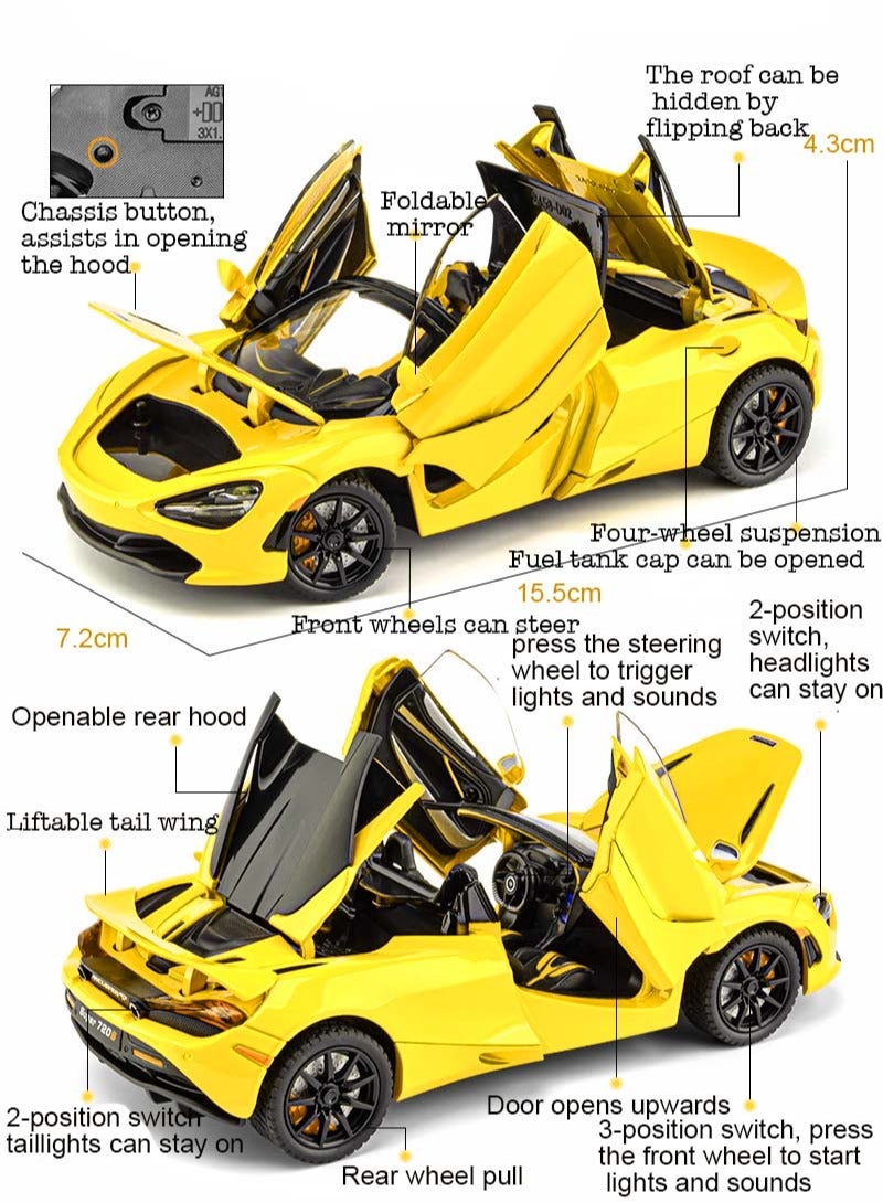 لعبة نموذج سيارة خارقة بمقياس 1:32، سيارة لعبة هايبركار قابلة للسحب من سبائك الزنك، مزودة بنموذج سيارة قابل للسحب مع صوت وإضاءة، هدية للأطفال والأولاد والبنات - Image 3