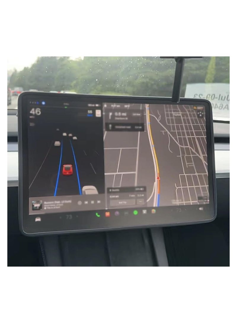 SYOSI Screen Silicone Protective, Frame Compatible with Tesla Model Y / 3 Accessories Silicone Center Console Decoration Protects Screen from Shatters and Crashes, Anti-Glare Anti-Fingerprint (Black) - Image 2