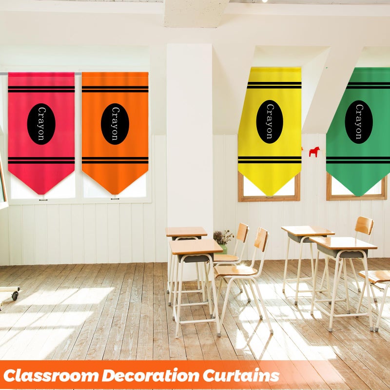 SmoothNovelty 6 Pcs School Classroom Curtains Back to Classroom Rainbow Colorful Crayon Curtains for Kindergarten Daycare Primary School Bedroom Playroom Room Decor 36" x 24" - Image 4