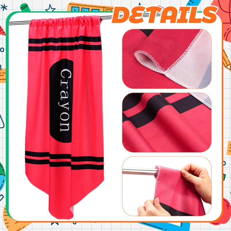 SmoothNovelty 6 Pcs School Classroom Curtains Back to Classroom Rainbow Colorful Crayon Curtains for Kindergarten Daycare Primary School Bedroom Playroom Room Decor 36" x 24" - Image 3