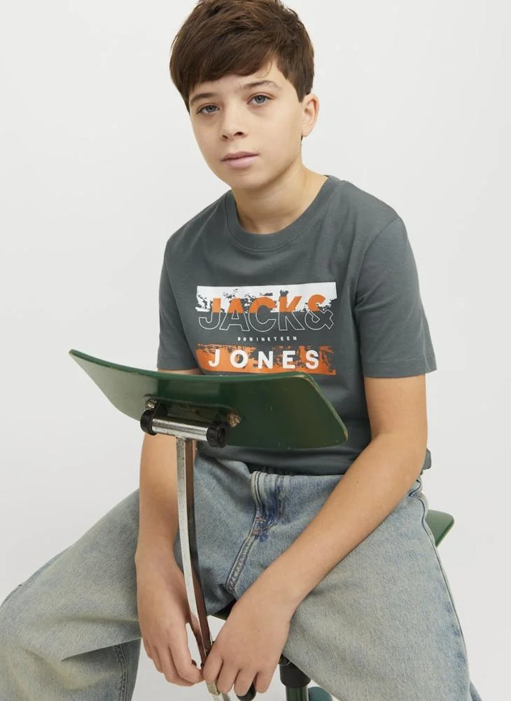 Jack & Jones Junior Kids Jcokonta  Crew Neck Short Sleeve Graphic T-Shirt
