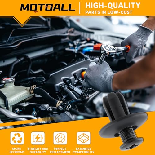 MOTOALL Nylon Fender Liner Door Trim Panel Bumper Shield Retainer Fastener Rivet Push Type Clips for 8mm Hole Ford Mazda Hyundai Kia MB-455-56143 86590-28000 Car Auto Body - 100pcs - Image 2