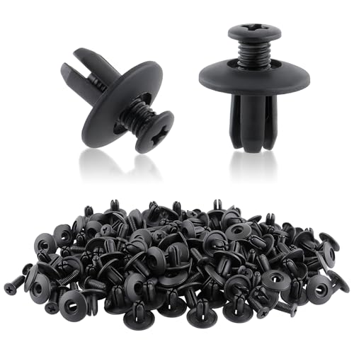 MOTOALL Nylon Fender Liner Door Trim Panel Bumper Shield Retainer Fastener Rivet Push Type Clips for 8mm Hole Ford Mazda Hyundai Kia MB-455-56143 86590-28000 Car Auto Body - 100pcs - Image 1