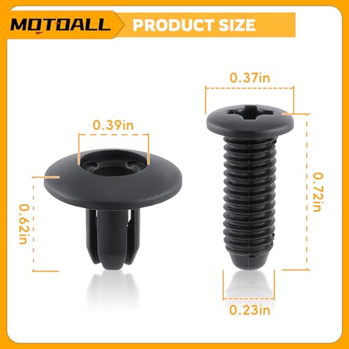 MOTOALL Nylon Fender Liner Door Trim Panel Bumper Shield Retainer Fastener Rivet Push Type Clips for 8mm Hole Ford Mazda Hyundai Kia MB-455-56143 86590-28000 Car Auto Body - 100pcs - Image 3