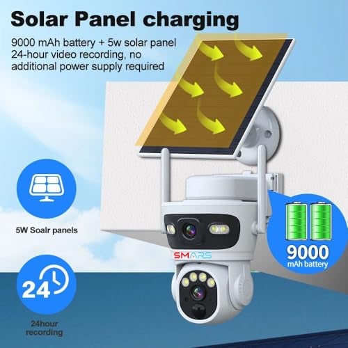 smars 5+5 MP Dual Lens 4G Solar PTZ Outdoor CCTV Camera | X8I-S | 355° Pan | Dual View | Night Vision | Motion Detection | Siren Alarm | 2-Way Audio | Continuous Recording - Image 5