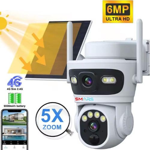 smars 5+5 MP Dual Lens 4G Solar PTZ Outdoor CCTV Camera | X8I-S | 355° Pan | Dual View | Night Vision | Motion Detection | Siren Alarm | 2-Way Audio | Continuous Recording - Image 2