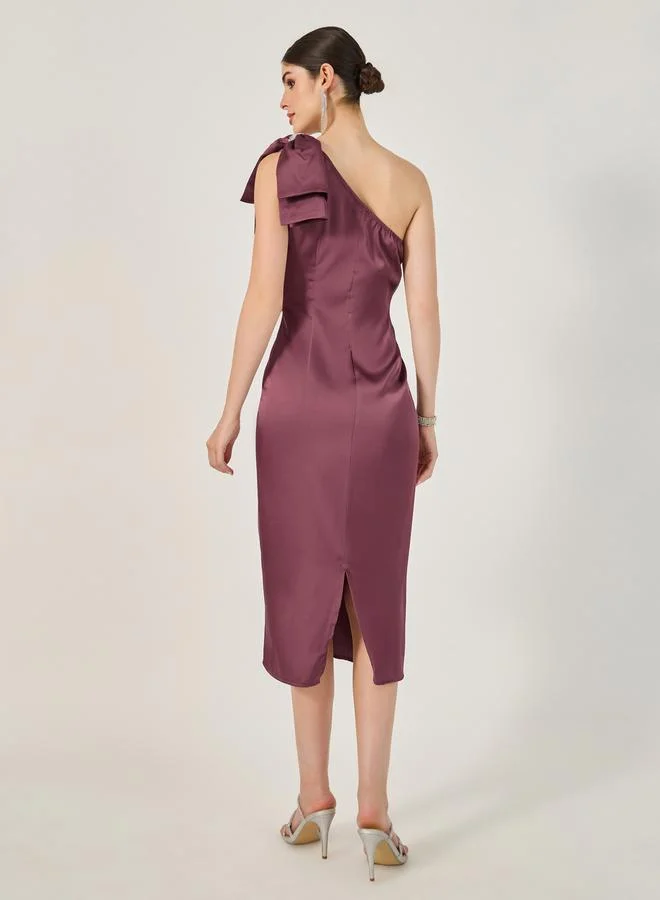 Styli One-Shoulder Satin Dress