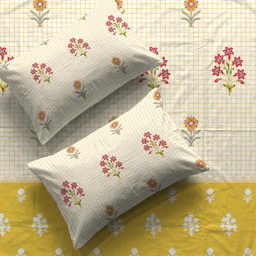 Urban Space 144 TC Divine 100% Cotton Bedsheet for Double Bed with 2 Pillow Covers, Queen Bedsheet (Size 90 x 100 inches, Magnolia Yellow, Double) - Image 5