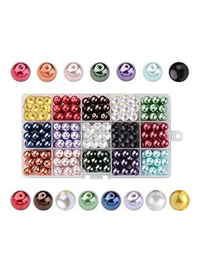 - 270 Pieces 15 Colours Round Glass Beads Pearl - Image 1