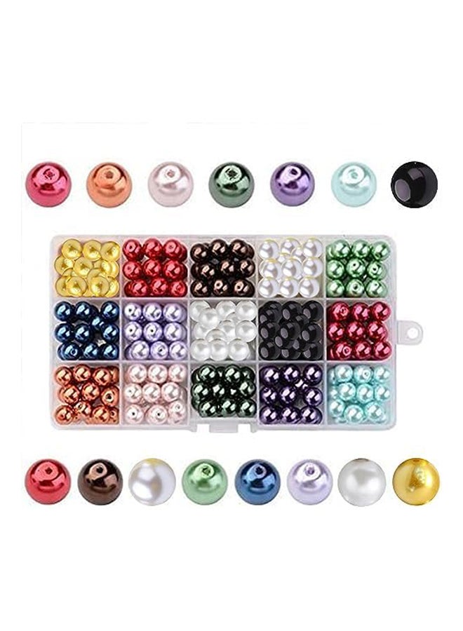 - 270 Pieces 15 Colours Round Glass Beads Pearl - Image 2