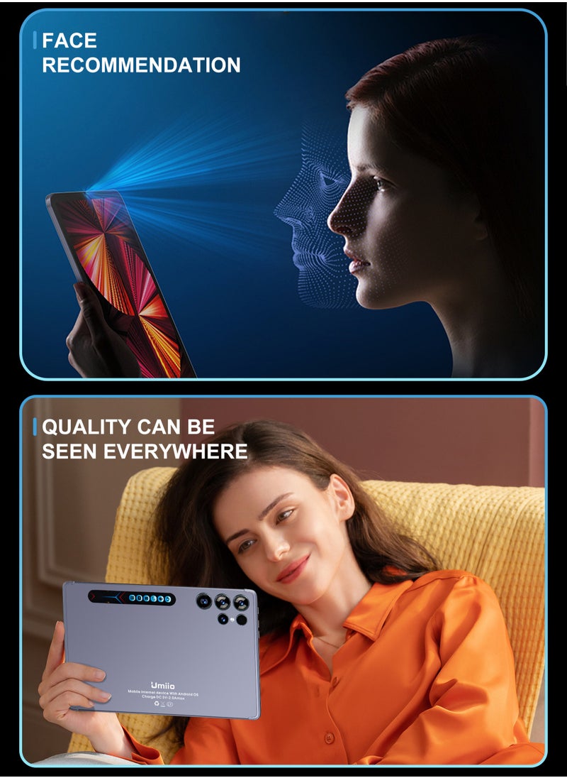 Umiio - Smart Tablet S24 Ultra 10.1-inch HD Display with Touchpad Keyboard/Case and EWB Handbag 12GB RAM 512GB ROM Dual SIM 5G Network Android WiFi GPS Slim Tab Blue - Image 1