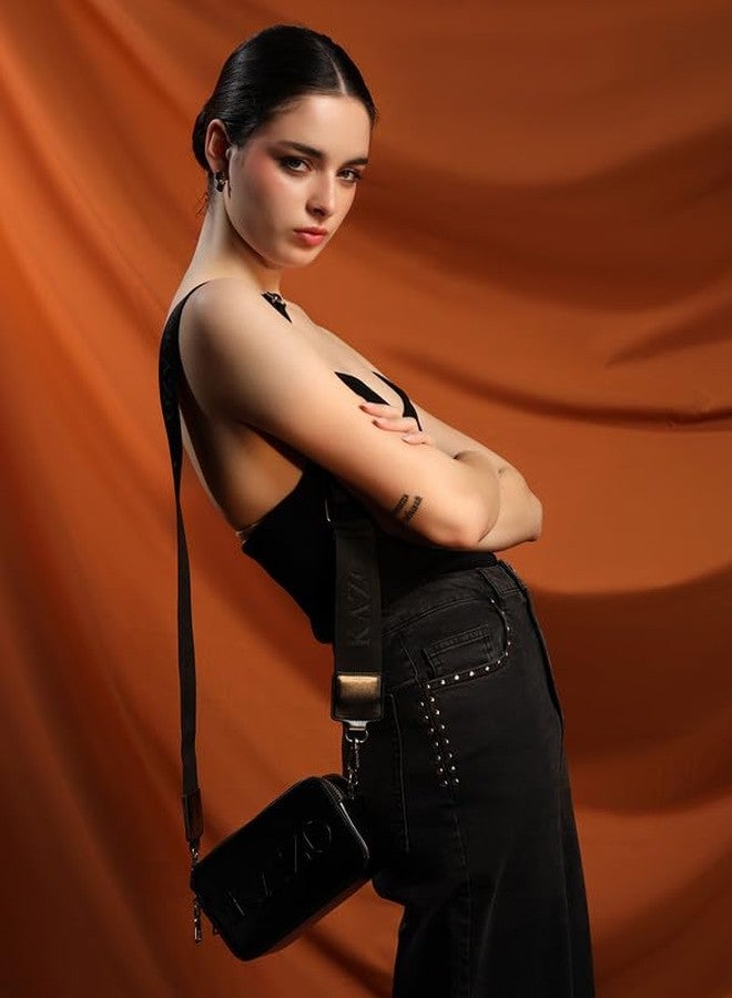 Kazo Bag Black Structured Shoulder Handbag | Premium Faux Leather Purse - Image 2