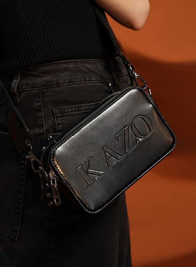 Kazo Bag Black Structured Shoulder Handbag | Premium Faux Leather Purse - Image 3