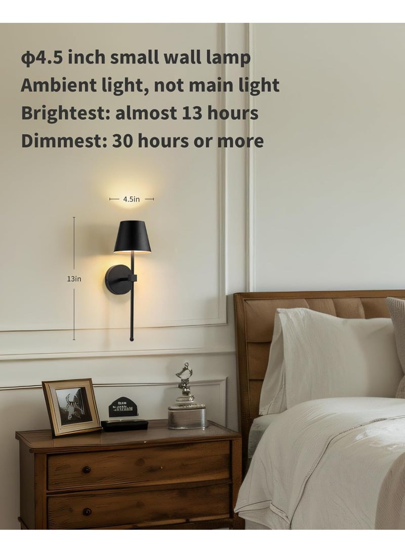 NIUB Battery Operated Wall Sconce, Black Rechargeable Wall Lights with Remote, Wireless Sconces Battery Powered Lamp for Bedroom, Living Room, Hallway, Bathroom, Set of 2 - Image 3