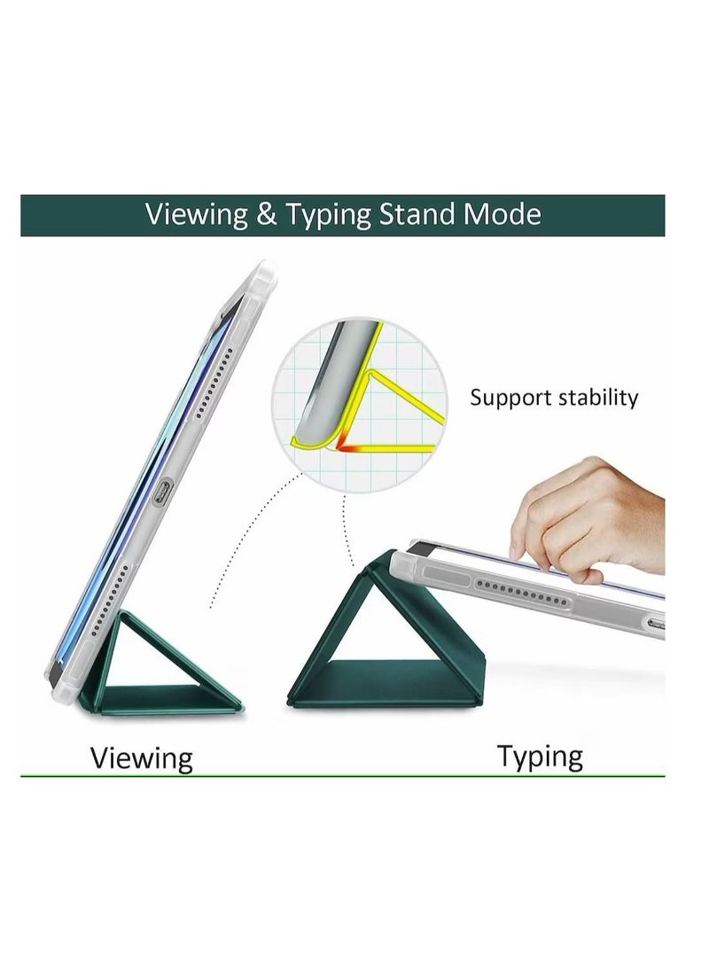 Techie - Techie Smart Folio Flip Case with Pencil Holder  Clear Transparent Back Shell Trifold Protective Case Shockproof Cover for Apple iPad 10th Gen 2022 10.9 Inch (A2696 A2757 A2777) –Green - Image 1