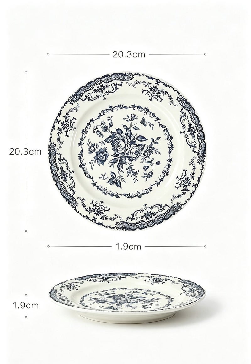 1 set of 8 Inch European style retro rose flower meal disc, lace relief plate, cake dessert disc - Image 2