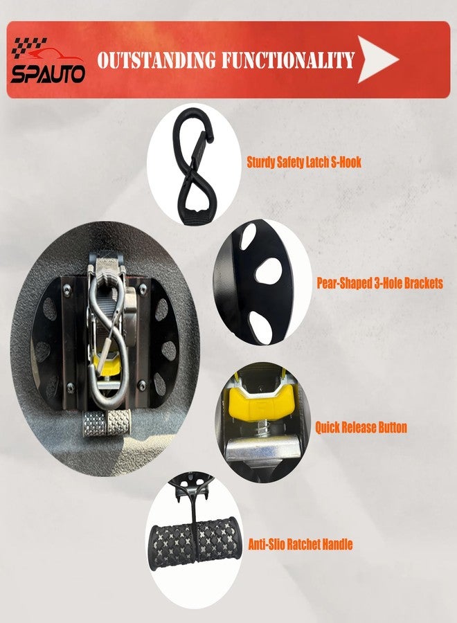 SPAUTO Retractable Ratchet Straps Compatible with 2015-2025 Ford F150, 2PCS Self Retracting Ratchet Straps Tie Down Anchors Box Link Cleats for F250/F350/F450/F550 Super Duty Truck Bed Accessories - Image 3