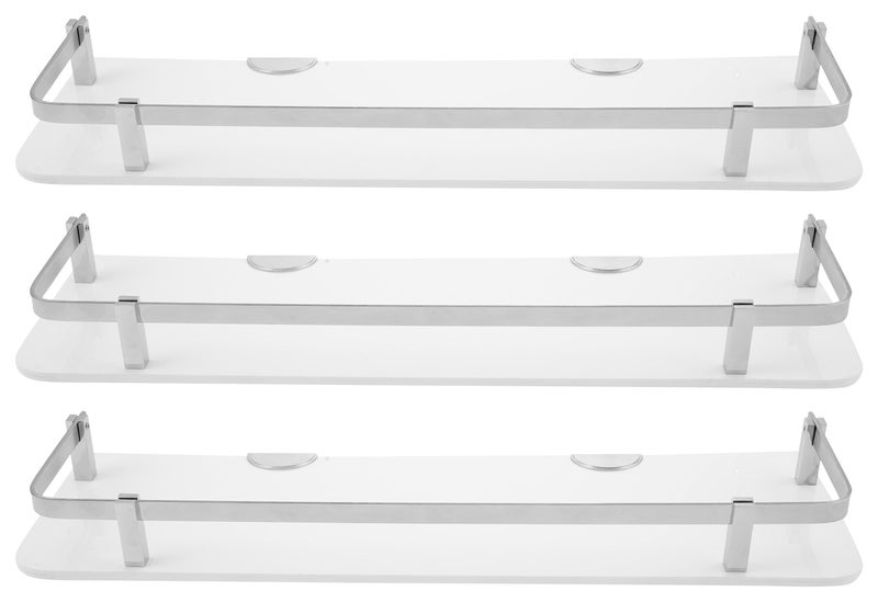 STIMULUS Stylish Acrylic Glossy Wall Mount Bathroom Shelf (White, 15X5 Inch), 3 Pcs Set - Image 1