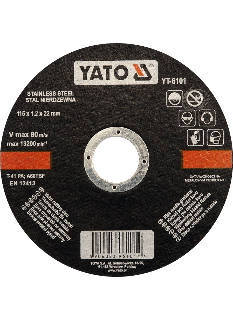 Yato YATO Inox Cutting Disc 115x1.2x22mm YT-6101 