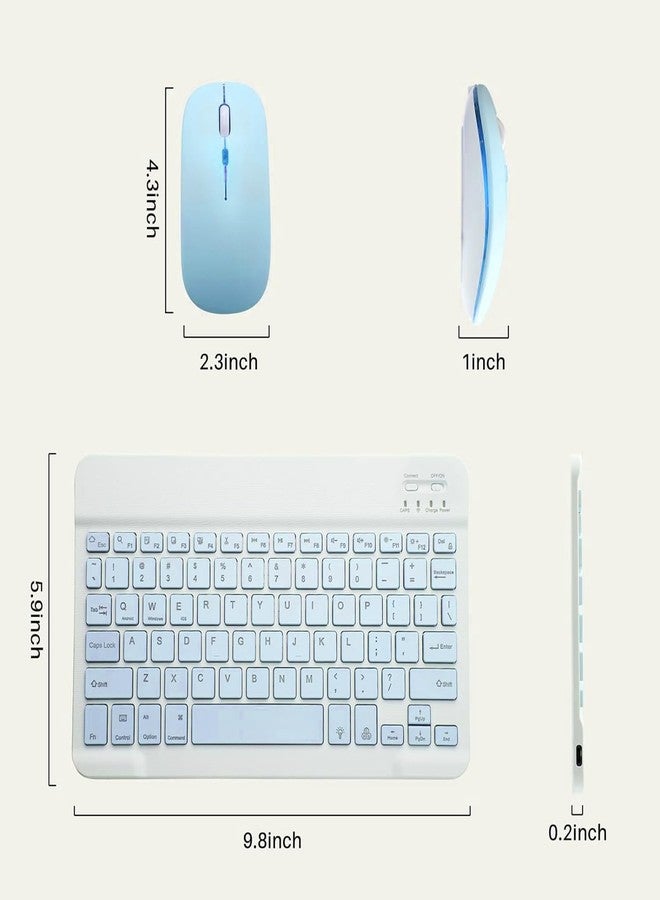 Guiheng Ultra-Slim Bluetooth Keyboard and Mouse Portable Mini Wireless Keyboard Rechargeable 7-Color Backlit for Apple iPad iPhone Samsung Tablet iPhone Smartphone iOS Android Windows,(10 inch Blue) - Image 2