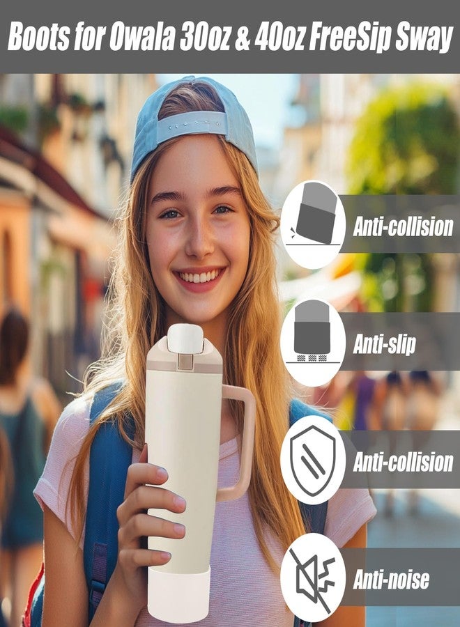 ميتي رين مجموعة Mity rain من قطعتين من أغطية السيليكون الواقية لزجاجات وأكواب Owala FreeSip Sway سعة 30 أونصة و40 أونصة - ملحقات لـ Owala، تعزز الثبات وتمنع الخدوش (أبيض) - Image 4