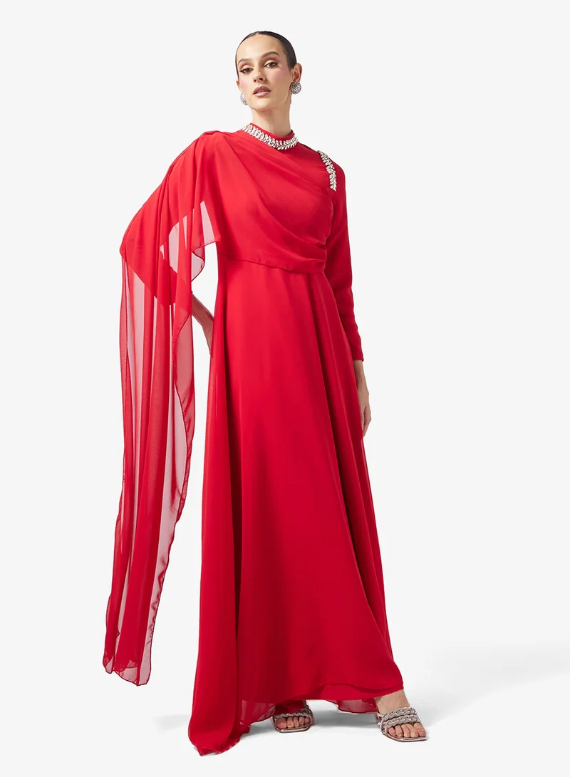 خزانة A-line Dress With Shoulder Drape
