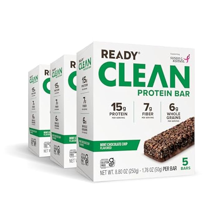 Ready® Protein Bars - High-Protein Snack with 15g Whey Protein, With Flaxseeds and Omega-3s for Sustained Energy, Supports Lean Muscle and Recovery - Mint Chocolate Chip Bundle (15-Pack) - Image 1